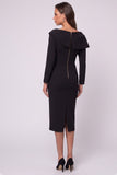 Black Sheath Long Sleeve Midi Work Dress