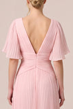 V-Neck A Line Pleated Chiffon Maxi Black Tie Dress
