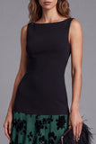 A-Line Black and Dark Green Colorblock Floral Boat Neck Long Formal Dress