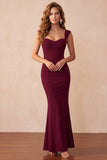 Mermaid Black Backless Thick Straps Long Formal Dress