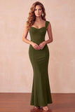 Mermaid Black Backless Thick Straps Long Formal Dress