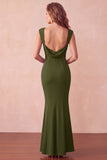Mermaid Black Backless Thick Straps Long Formal Dress