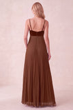 A-Line Pleated Royal Blue Spaghetti Straps Long Holiday Party Dress