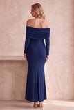 Off The Shoulder Ruched Olive Mermaid Long Formal Dress