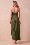 Strapless A-Line Ruched Black Long Formal Dress