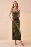 Corset Velvet Burgundy Sheath Ruched Square Neck Midi Wedding Guest Dress