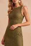 Mermaid Lace Boat Neck Dark Blue Midi Wedding Guest Dress