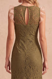 Mermaid Lace Boat Neck Dark Blue Midi Wedding Guest Dress