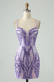 Sparkly Green Corset Tight Homecoming Dress with Lace-up Back