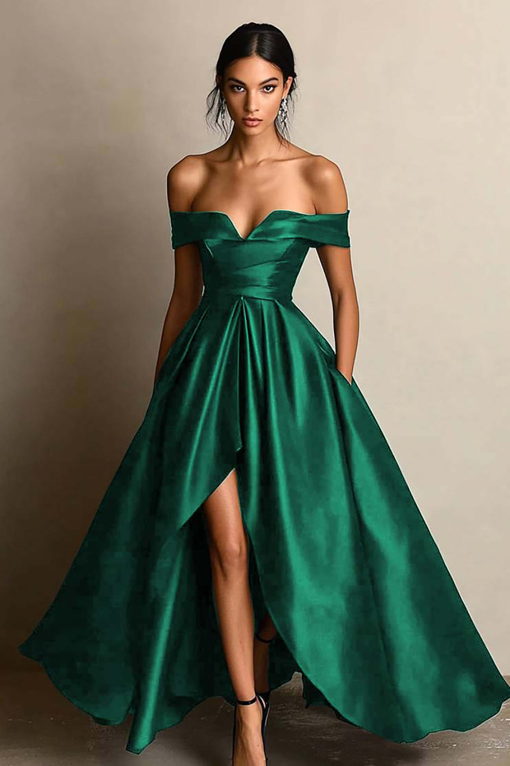 Berylove Women Black Tie Dress Off The Shoulder A Line High Low Formal Dress Berylove Women Black Tie Dress Off The Shoulder A Line High Low Formal Dress