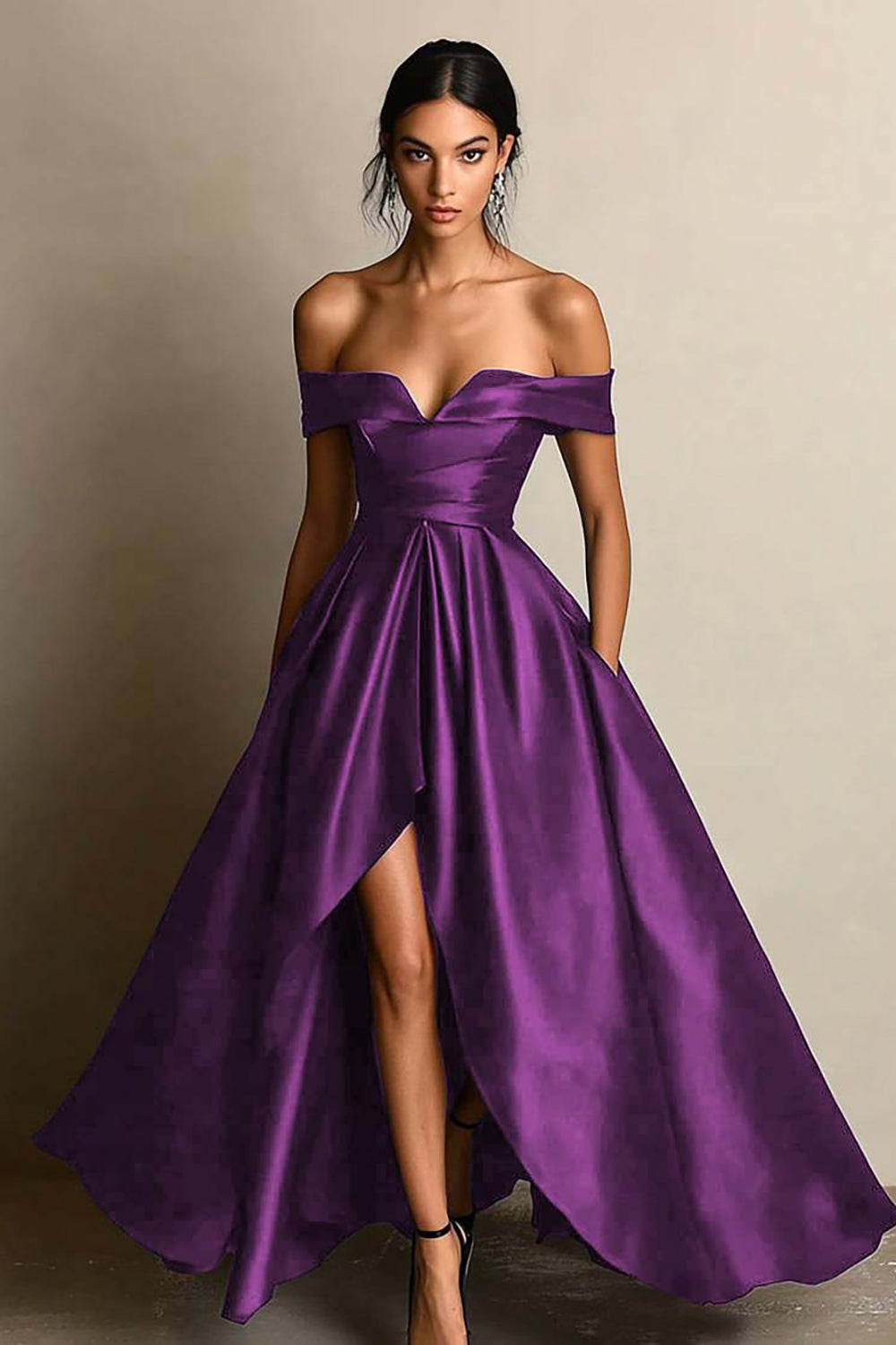 Berylove Women Black Tie Dress Off The Shoulder A Line High Low Formal Dress Berylove Women Black Tie Dress Off The Shoulder A Line High Low Formal Dress