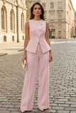 2 Piece Ivory Sleeveless Women Suits with Slit