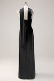 Sage Sheath Spaghetti Straps Slit Bridesmaid Dress with Ribbon