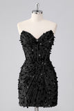 Strapless Corset Bodycon Sparkly Blue Mini Homecoming Dress