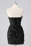 Strapless Corset Bodycon Sparkly Blue Mini Homecoming Dress