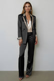 Dark Golden Beaded Peak Lapel 2 Piece Women Prom Suit