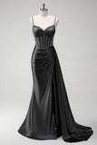 Royal Blue Mermaid Beaded Corset Prom Dress with Sash