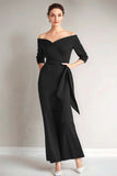 Navy Mermaid Off the Shoulder Mother of The Bride Dress
