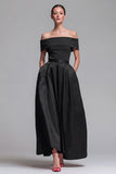 Off the Shoulder A Line Fuchsia and Red Formal Dress