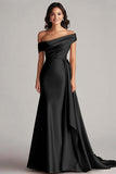 Champagne One Shoulder Satin Formal Dress with Sash