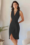 Blue Sheath Midi Work Dress with Sash