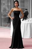 Coffee Strapless Sheath Ruched Gala Dress