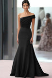 Coffee Ruched One Shoulder Mermaid Gala Dress