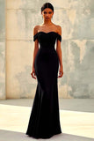 Mermaid Off Shoulder Purple Chiffon Long Formal Dress