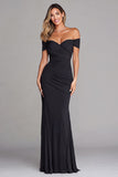 Terracotta Sheath Ruched Off The Shoulder Formal Dress