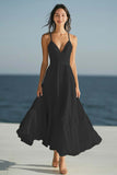 Ivory A Line Spaghetti Straps Long Holiday Dress