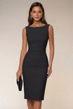 Ivory Bodycon Midi Work Dress with Slit