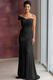 Light Khaki One Shoulder Sheath Pleated Satin Gala Dress