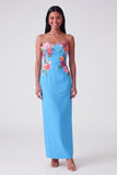 Strapless Light Yellow Printed Sheath Wedding Guest Dress