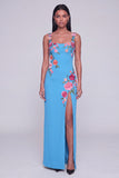 Floral Black Sheath Maxi Wedding Guest Dress with Slit