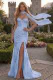 Mermaid Strapless Blush Corset Prom Dress