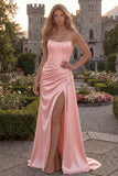 Strapless Corset Mermaid Burgundy Appliqued Prom Dress