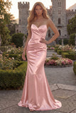Green Mermaid Strapless Ruched Prom Dress