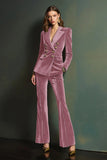 Dark Green Double Breasted Velvet 2-Piece Women Business Suits