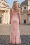 Asymmetrical Neck Yellow Mermaid Appliqued Prom Dress
