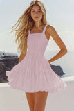White A Line Pleated Short Graduation Dress