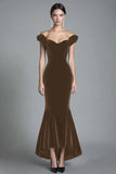 Off the Shoulder Mermaid Black Velvet Long Formal Dress