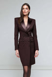 Black Double Breasted Long Sleeve Pencil Work Dress