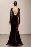 Mermaid Velvet Deep V-Neck Dark Green Evening Dress
