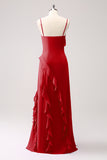 Tahiti Ruffles Sheath Maxi Dress with Slit