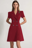 Navy A Line Short Work Dress with Short Sleeves