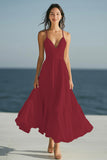 Ivory A Line Spaghetti Straps Long Holiday Dress