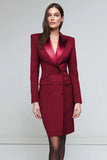 Black Double Breasted Long Sleeve Pencil Work Dress