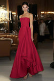 Pink Satin Sheath Strapless Gala Dress with Waist Sash