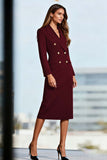 Black Peak Lapel Double Breasted Blazer Dress