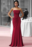 Coffee Strapless Sheath Ruched Gala Dress